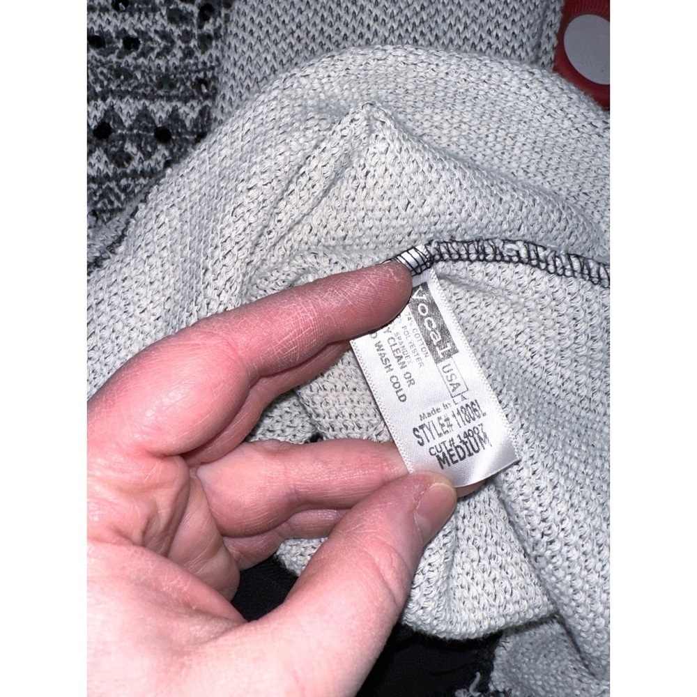 Vocal Gray Knit Long Sleeve Top with Embellished Longhorn Skull- Medium - Picture 4 of 4